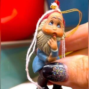 Vintage Christmas Shy Bashful‎ Elf Mini Ornament